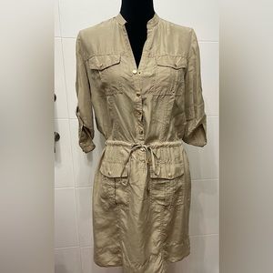 Michael Kors Tan Silk Safari Shirt Dress S